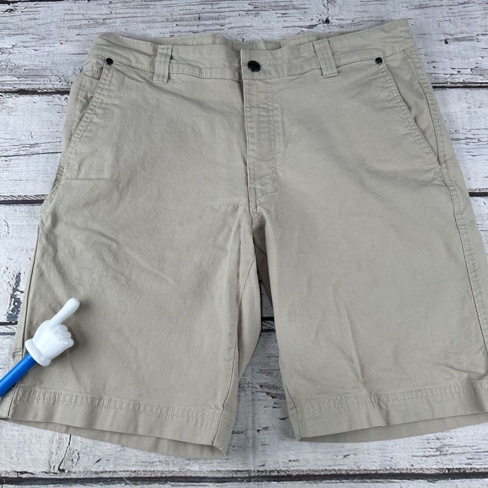 Columbia Men's Shorts Khaki Tan Lightweight Size 34/10 Hike Cotton Elastane Flaw - Picture 2 of 10